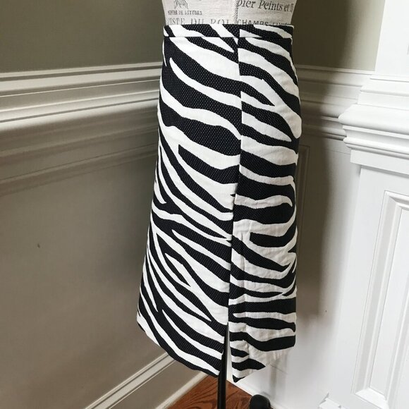 NWT Natori Leo Jacquard Pencil Skirt Womens 12 Cream Black Stripe Straight NEW - Picture 11 of 14